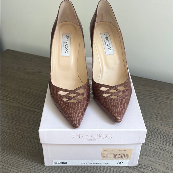 Jimmy Choo Leigh Pumps in Nude Lizard Print Leather